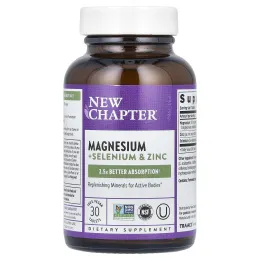 New Chapter, Magnesium + Selenium & Zinc, 30 Vegan Tablets