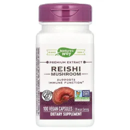 Nature's Way, гриб рейши, 376 мг, 100 веганских капсул (188 мг в 1 капсуле)