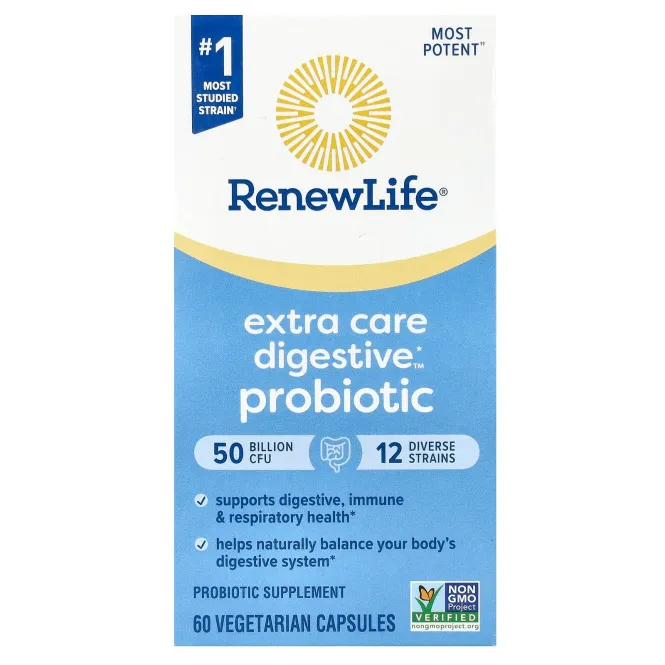 Renew Life, Ultimate Flora, пробиотик с повышенной силой действия, 50 млрд живых культур, 60 вегетарианских капсул