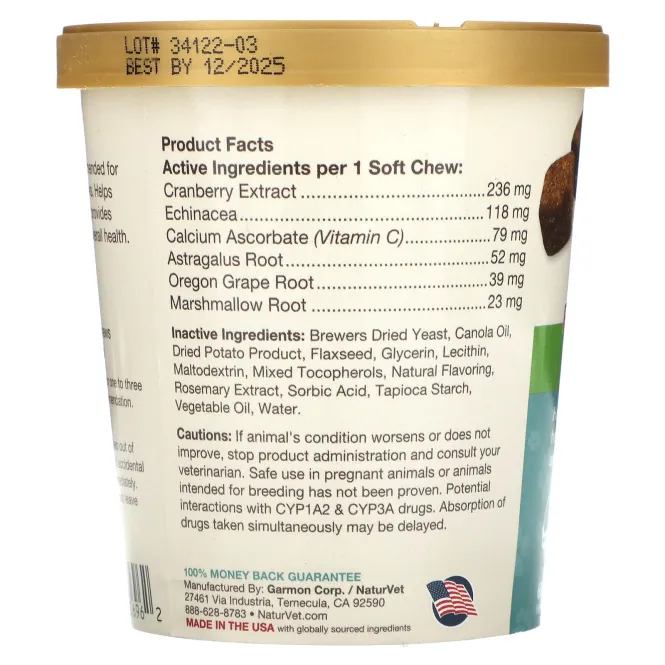 NaturVet, Cranberry Relief для собак плюс эхинацея, 60 мягких жевательных таблеток, 6,3 унц. (180 г)