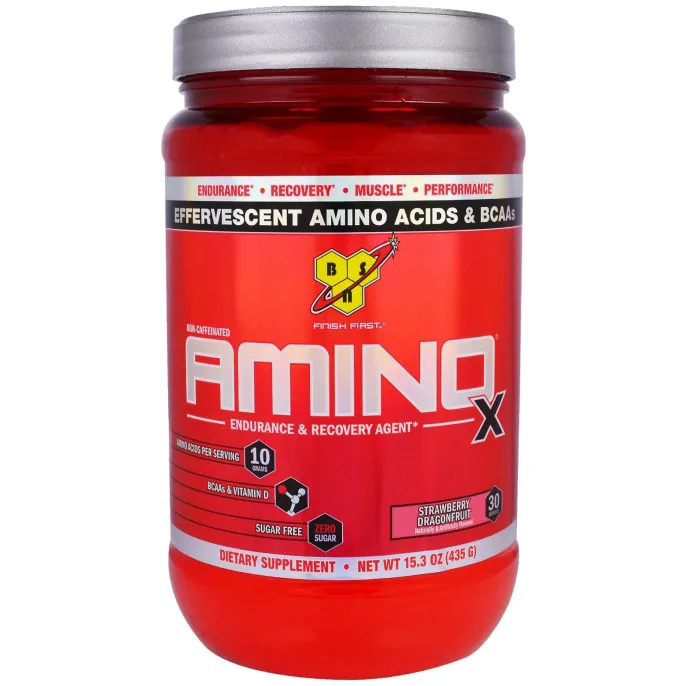 BSN, "Амино-X", средство для выносливости и восстановления со вкусом клубники и питайи, 15,3 унции (435 г)