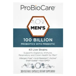 ProBioCare, Пробиотики для мужчин с пребиотиком, 30 растительных капсул