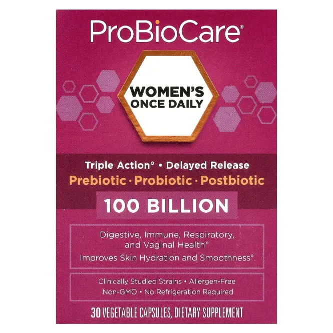 ProBioCare, Пробиотик для женщин, 1 раз в день, 100 млрд, 30 растительных капсул
