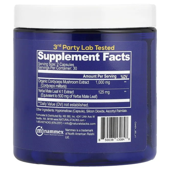 Natural Stacks, Cordyceps +, 60 веганских капсул