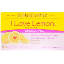 Bigelow, Herbal Tea, I Love Lemon with Vitamin C, Caffeine Free, 20 Tea Bags, 1.28 oz (36 g)