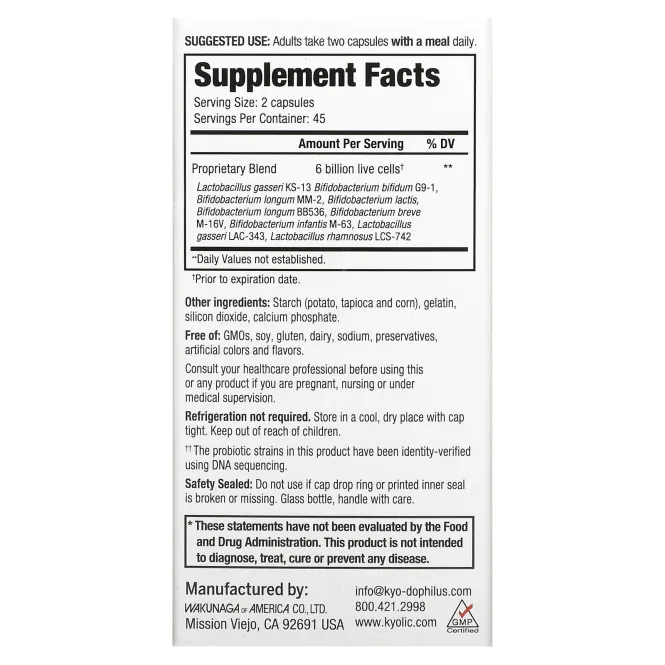 Kyolic, Пробиотик ке - дофилус 9 , 90 капсул