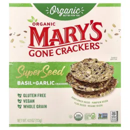 Mary's Gone Crackers, органические крекеры из суперсемена, базилик и чеснок, 113 г (4 унции)
