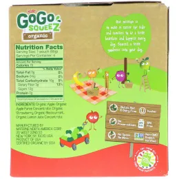 GoGo SqueeZ, Органическое яблочное пюре, яблоко и клубника, 4 пакетика по 3,2 унц. (90 г)