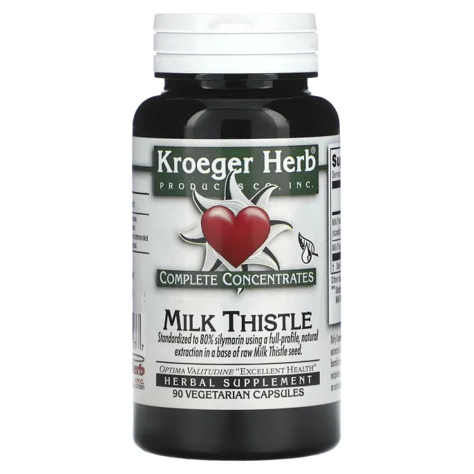 Kroeger Herb Co, Полная концентрация, Расторопша пятнистая, 90 растительных капсул