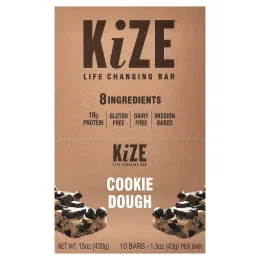 KiZE Life Changing Bar, печенье, 10 батончиков, 43 г (1,5 унции) каждое