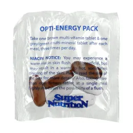 Super Nutrition, Opti-Energy Pack, мультивитаминная / минеральная добавка, без железа, 30 пакетиков (6 таблеток в каждом)
