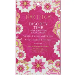 Pacifica, Disobey Time Rose & Peptide Facial Mask, 1 Mask, 0.67 fl oz (20 ml)