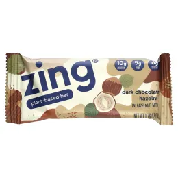 Zing Bars, растительный батончик, темный шоколад с фундуком и пастой из фундука, 12 батончиков по 50 г (1,76 унции)