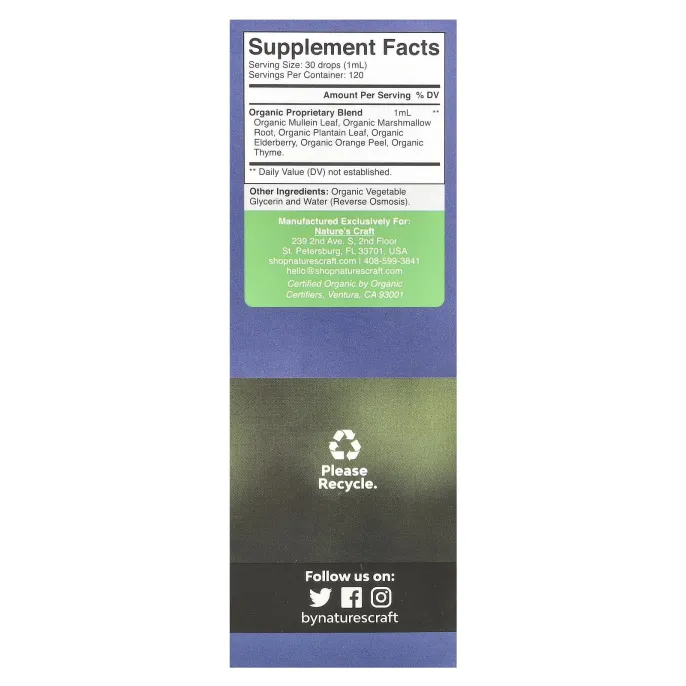 Nature's Craft, Очищение легких, 120 мл (4 унции)