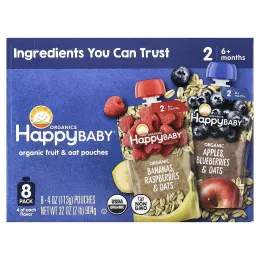 Happy Family Organics, Happy Baby®, 6+ Months, Organic Fruit & Oat, Variety Pack, 8 Pack, 4 oz (113 g) Each