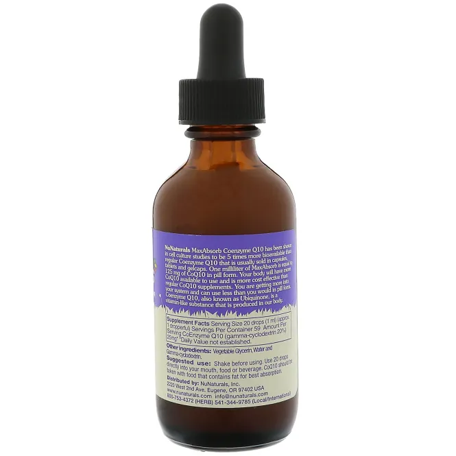 NuNaturals, CoQ10 максимальная абсорбция 2 жидких унции (59 мл)