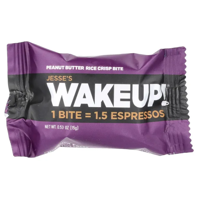 Jesse's WAKEUP!, Rice Crisp Bites, арахисовая паста, 8 пакетиков по 15 г (0,53 унции)