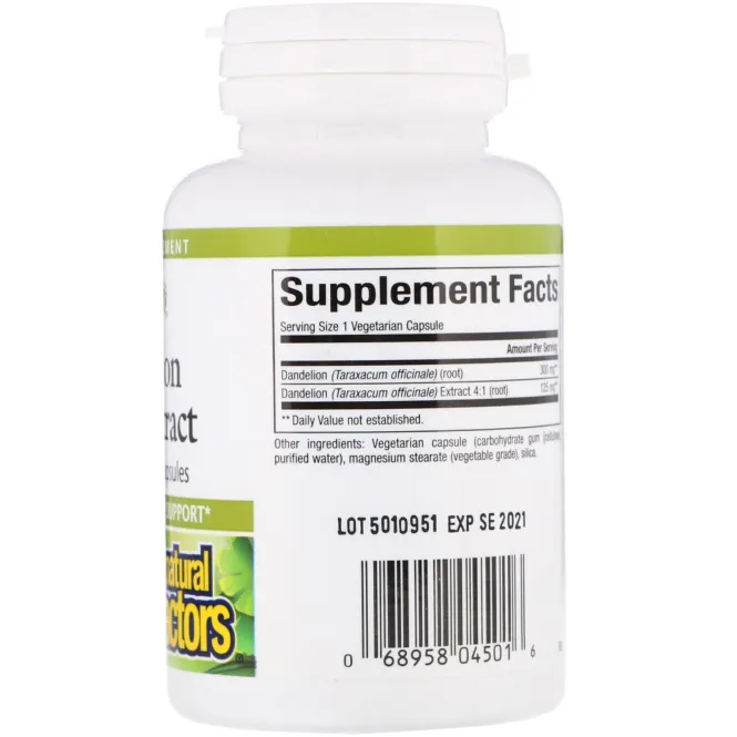 Natural Factors, Dandelion Root Extract, 90 Vegetarian Capsules