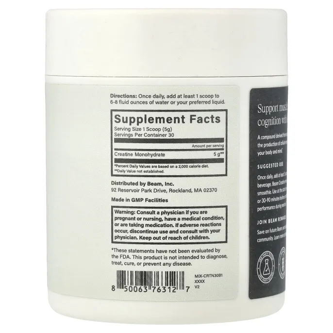 Beam, креатин, без добавок, 150 г (5,29 унции)