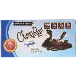 HealthSmart Foods, Inc., "ChocoRite", белковые батончики со вкусом молочного коктейля с шоколадным печеньем, 16 батончиков по 1,2 унции (34 г)