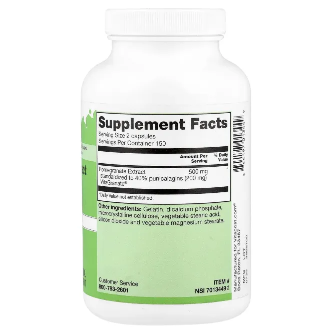 Vitacost, экстракт граната, 300 капсул (250 мг в 1 капсуле)