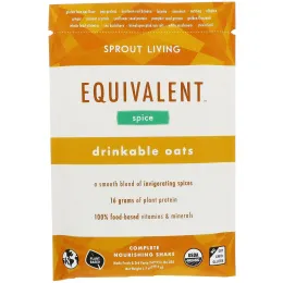 Sprout Living, Equivalent, Питьевые овсяные хлопья, Специи, 8 пакетов, 1,7 унции (48,5 г) каждый