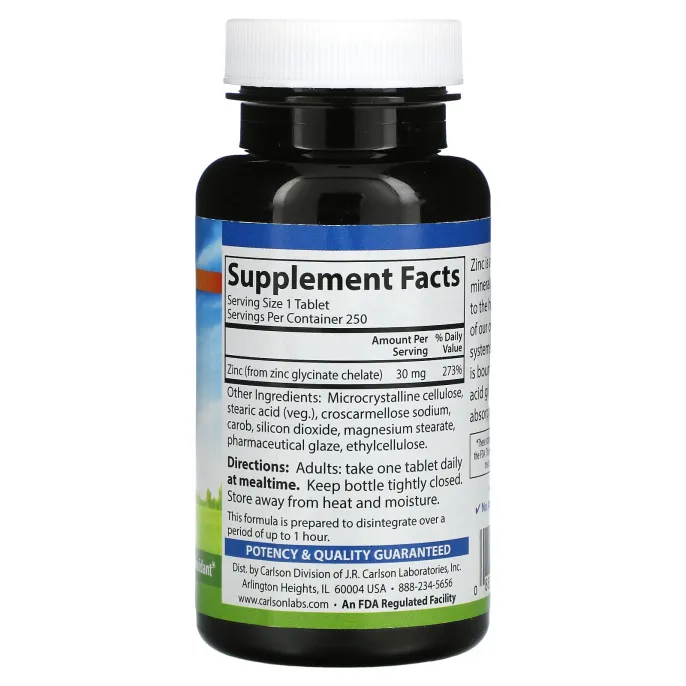 Carlson Labs, Цинк Хелатный 250 таблеток