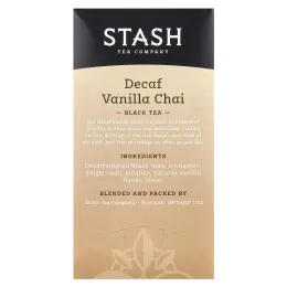 Stash Tea, Black Tea, чай без кофеина и ваниль, 18 чайных пакетиков, 36 г (1,2 унции)