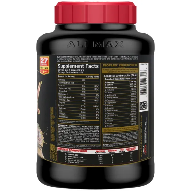 ALLMAX Nutrition, Isoflex, 100%-ный ультрачистый изолят сывороточного белка (фильтрация ИСБ частицами, заряженными ионами), торт ко дню рождения, 5 фунтов (2.27 кг)