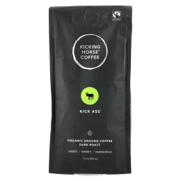 Kicking Horse, Kick Ass®, органический молотый кофе, темная обжарка, 284 г (10 унций)