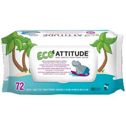 ATTITUDE, Эко влажные салфетки, без отдушек, 72 влажные салфетки