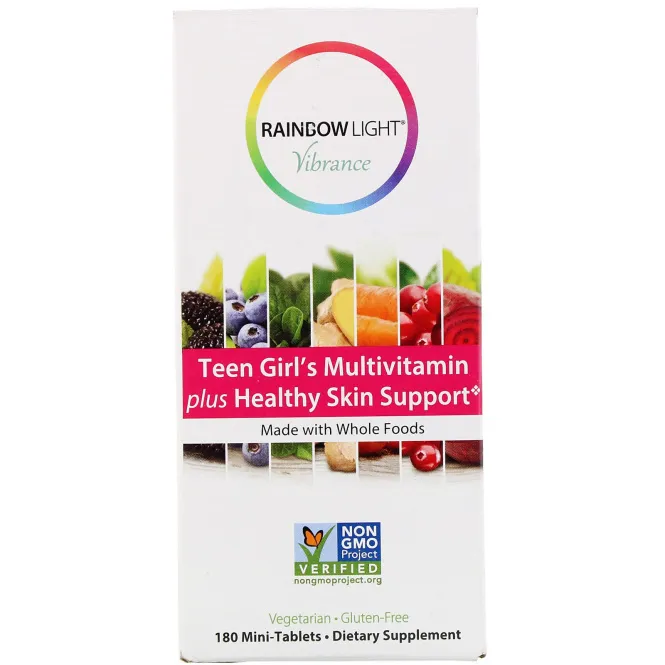 Rainbow Light, Vibrance, мультивитамины для девочек-подростков, способствуют здоровью кожи, 180 мини-таблеток