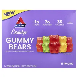 Atkins, Endulge ™, жевательные мишки, 6 пакетиков по 30 г (1,06 унции)