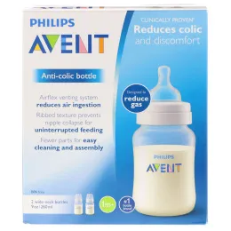 Philips Avent, Бутылочка против коликов, Возраст 1 + месяцев, 2 бутылочки, 9 унц. (260 мл) каждая