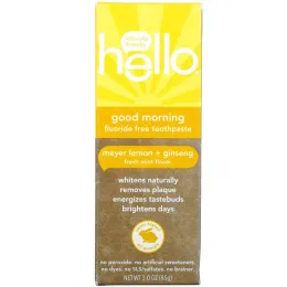Hello, Good Morning, Fluoride Free Toothpaste,  Meyer Lemon + Ginseng, 3 oz (85 g)
