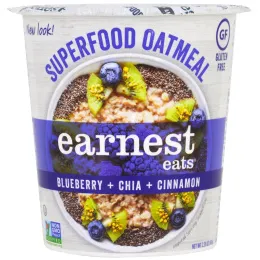Earnest Eats, Суперфуд с овсянкой, Черника + чиа + корица, Суперфуд с черникой и чиа, 2,35 унции (67 г)