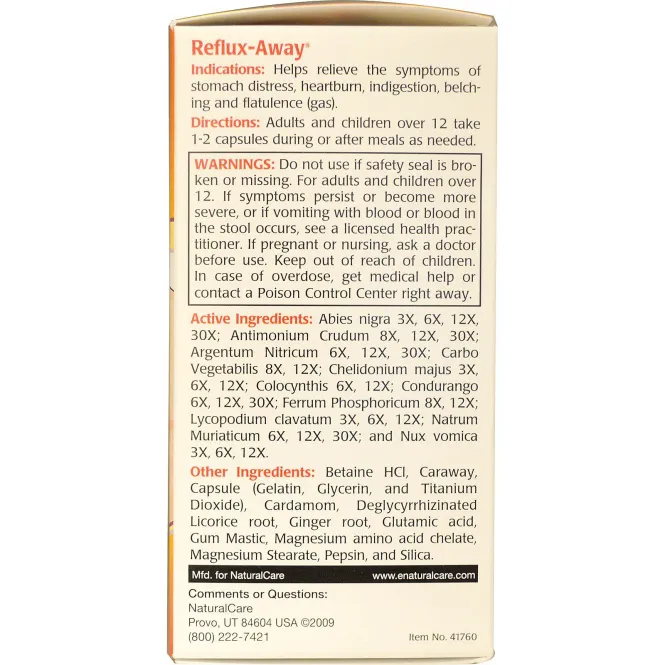 NaturalCare, Reflux-Away, 60 капсул