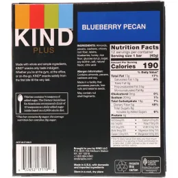 KIND Bars, Plus, Blueberry Pecan, 12 Bars, 1.4 oz (40 g) Each