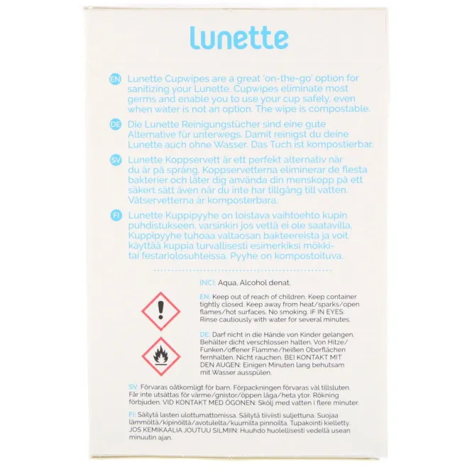 Lunette, Cupwipe, Menstrual Cup Cleanser On The Go, 10 Wipes