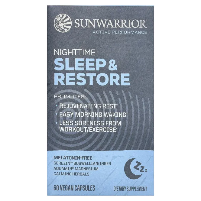 Sunwarrior, Nighttime Sleep & Restore, 60 веганских капсул