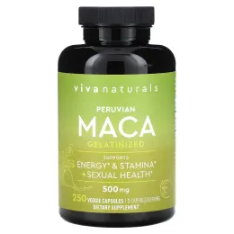 Viva Naturals, Peruvian Maca Gelatinized , 500 mg , 250 Veggie Capsules
