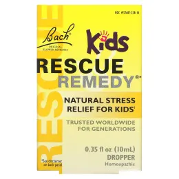 Bach Original Flower Remedies Kids Rescue Remedy, естественное снятие стресса для детей, формула без спирта