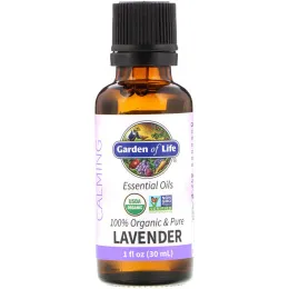Garden of Life, 100% Organic & Pure, Essential Oils, Calming, Lavender, 1 fl oz (30 ml)