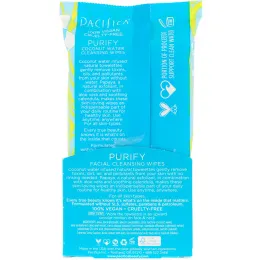 Pacifica, Purify Facial Cleansing Wipes, All Skin Types, 30 Pre-Moistened Natural Towelettes