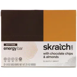 SKRATCH LABS, Anytime Energy Bar, Chocolate Chips & Almonds, 12 Bars, 1.80 oz (50 g) Each