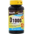 Mason Natural, Витамин D, 1000 МЕ, 60 мягких таблеток