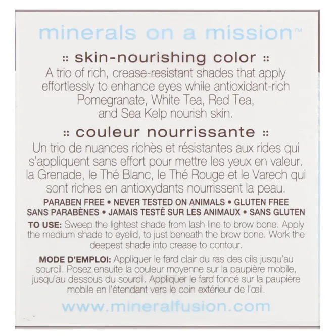 Mineral Fusion, Трио теней для век с нежными оттенкам, 3 г