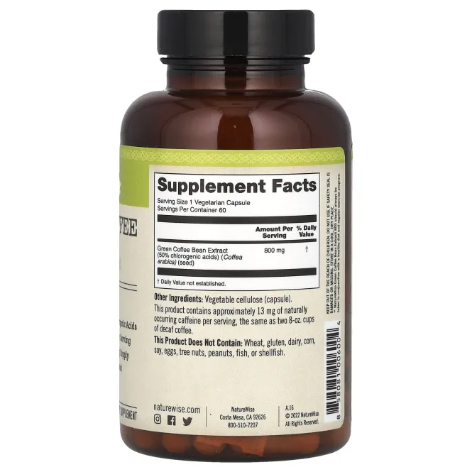 NatureWise, Экстракт зеленых кофейных зерен, 800 мг, 60 вегетарианских капсул
