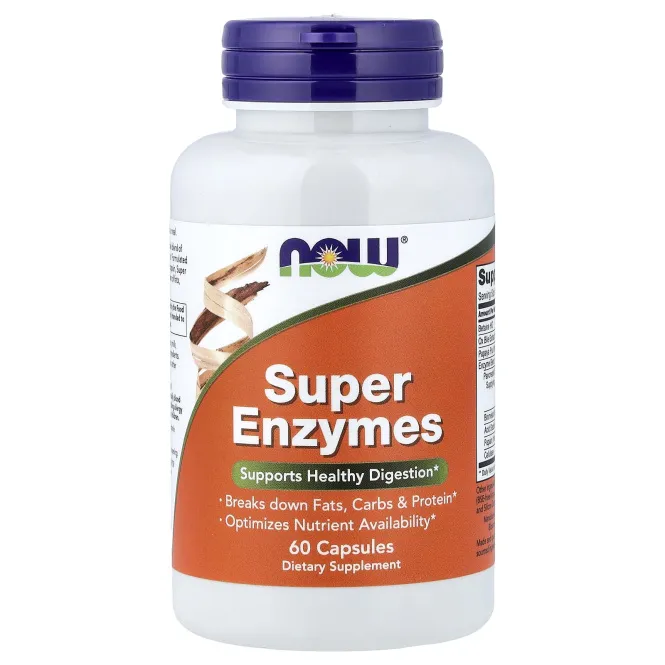 NOW Foods, суперферменты, 60 капсул