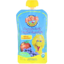 Earth's Best, Sesame Street, Organic Fruit Yogurt Smoothie, Apple Blueberry, 4 Pouches, 4.2 oz (120 g) Each
